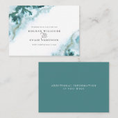 ティール（緑がかった色）モダン水彩モスアゲートベアフットブライド™ 名刺 (正面/裏面)