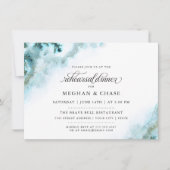 ティール(緑がかった色)モダン水彩モスアゲートベアフットブライド™ 招待状 (正面)