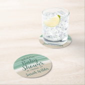 ティール(緑がかった色)モダン海ビーチベビーシャワー紙コースター ラウンドペーパーコースター (インサイチュ)