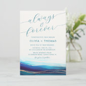 ティール（緑がかった色）モダン海常時フォーエバービーチ結婚式 招待状 (スタンド正面)