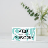 ティール(緑がかった色)モダン白黒写真付きモノグラム 名刺 (スタンド正面)