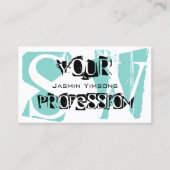 ティール(緑がかった色)モダン白黒写真付きモノグラム 名刺 (正面)