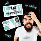 ティール（緑がかった色）モダン白黒写真付きモノグラム 名刺