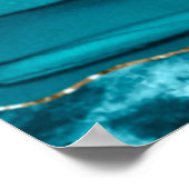 ティール(緑がかった色)モダン金ゴールドアガテミモサバー結婚ズ ポスター (角)