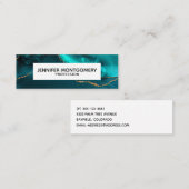 ティール(緑がかった色)&モダン金ゴールドアガートストーン抽象デザイン スキニー名刺 (正面/裏面)