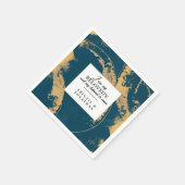 ティール（緑がかった色）モダン金ゴールドア結婚ートの聖句 スタンダードカクテルナプキン (角)