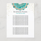 ティール（緑がかった色）&モダン金ゴールドマンダラフラワースパサロン チラシ (正面)