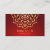 ティール(緑がかった色)&モダン金ゴールドマンダラヨガインストラクタービジネス 名刺 (正面)