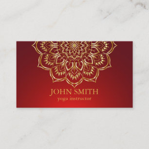 ティール(緑がかった色)&モダン金ゴールドマンダラヨガインストラクタービジネス 名刺