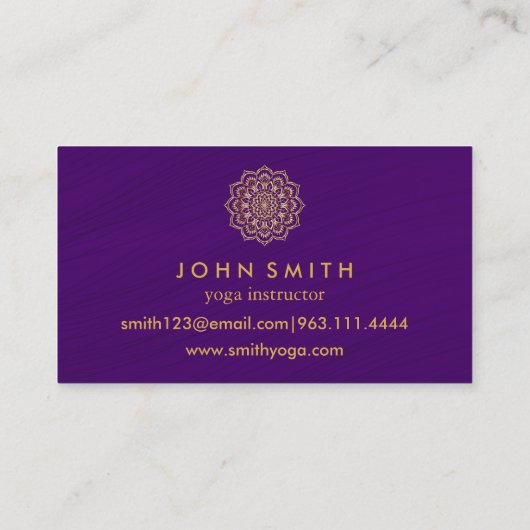 ティール(緑がかった色)&モダン金ゴールドマンダラヨガインストラクタービジネス 名刺 (裏面)