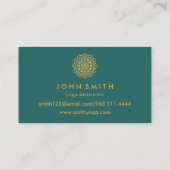 ティール(緑がかった色)&モダン金ゴールドマンダラヨガインストラクター 名刺 (裏面)