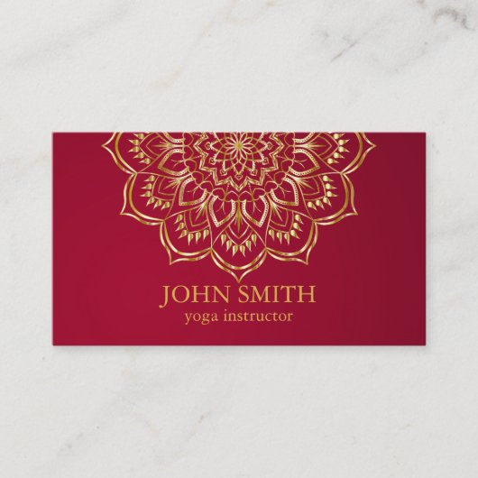 ティール(緑がかった色)&モダン金ゴールドマンダラヨガインストラクター 名刺 (正面)