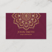 ティール（緑がかった色）&モダン金ゴールドマンダラヨガインストラクター 名刺 (正面)