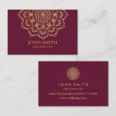 ティール(緑がかった色)&モダン金ゴールドマンダラヨガインストラクター 名刺 (正面/裏面)