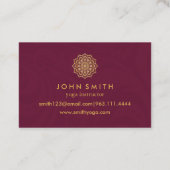 ティール(緑がかった色)&モダン金ゴールドマンダラヨガインストラクター 名刺 (裏面)