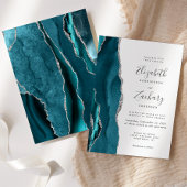 ティール(緑がかった色)モダン銀アゲート酸結婚式招待状 招待状