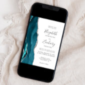 ティール(緑がかった色)モダン銀アゲート酸結婚式招待状 招待状