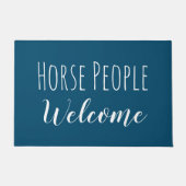 ティール（緑がかった色）モダン馬術馬人歓迎 ドアマット (正面)