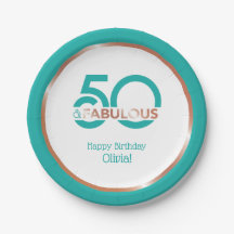 ティール（緑がかった色）モダン50と素晴らしい50歳の誕生日パーティー