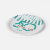 ティール(緑がかった色)モダン50と素晴らしい50歳の誕生日パーティー ペーパープレート (アングル)