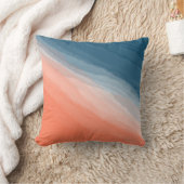 ティール（緑がかった色）モダン&コーラルウェーブ水色抽象芸術 クッション (ブランケット)