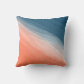 ティール（緑がかった色）モダン&コーラルウェーブ水色抽象芸術 クッション (裏面)