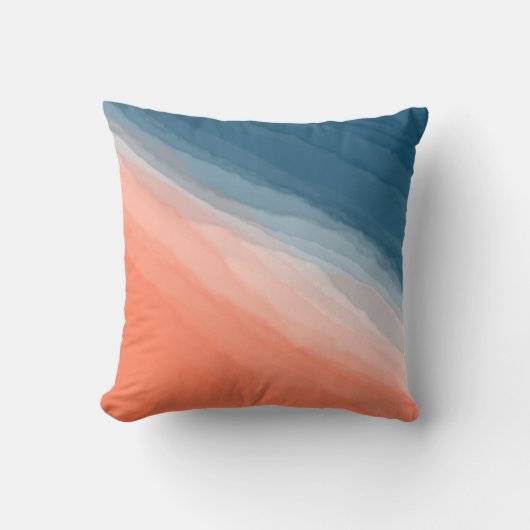 ティール（緑がかった色）モダン&コーラルウェーブ水色抽象芸術 クッション (正面)