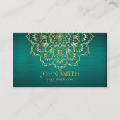ティール（緑がかった色）モダン&金ゴールドマンダラヨガインストラクター 名刺 (正面)