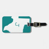 ティール（緑がかった色）モノグラムのとホワイトテキサス州 ラゲッジタグ (正面横)