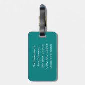 ティール（緑がかった色）モノグラムのとホワイトテキサス州 ラゲッジタグ (裏面縦)