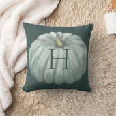 ティール（緑がかった色）モノグラムの秋 クッション (ブランケット)