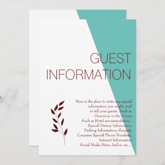 ティール(緑がかった色)モノグラム💍エンクモダンロージャカード 招待状 (正面/裏面)