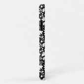 ティール（緑がかった色）モノグラムクローバーブラックフローラルパターン Case-Mate iPhoneケース (裏面/右)