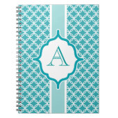 ティール（緑がかった色）モノグラムジャーナルスクールノートブックギフト ノートブック (正面)