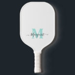 ティール（緑がかった色）モノグラムボホシックスクリプト名 ピックルボールラケット<br><div class="desc">ティール（緑がかった色）モノグラムボホシックスクリプト名ピックボールパドル</div>