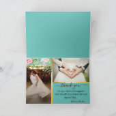 ティール(緑がかった色)モノグラムモダン💍ありがとうフォトカード カード (内部)