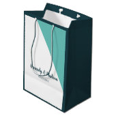 ティール(緑がかった色)モノグラム💍幾何モダンエレガンス ミディアムペーパーバッグ (裏面アングル)