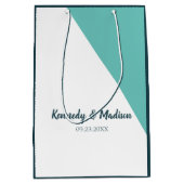 ティール(緑がかった色)モノグラム💍幾何モダンエレガンス ミディアムペーパーバッグ (正面)