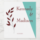 ティール(緑がかった色)モノグラム💍幾何モダンエレガンス ワインラベル (シングルラベル)