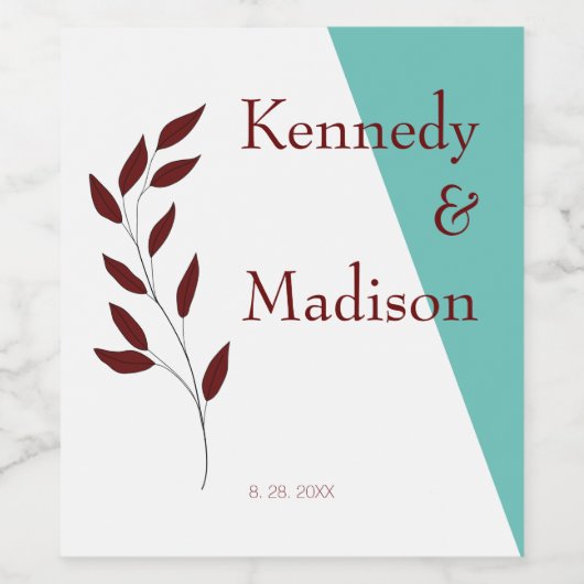 ティール(緑がかった色)モノグラム💍幾何モダンエレガンス ワインラベル (シングルラベル)