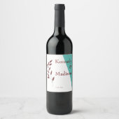 ティール(緑がかった色)モノグラム💍幾何モダンエレガンス ワインラベル (正面)