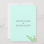 ティール（緑がかった色）モノグラム💍幾何モダンエレガンス 招待状 (裏面)