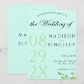 ティール（緑がかった色）モノグラム💍幾何モダンエレガンス 招待状 (正面/裏面)