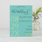 ティール(緑がかった色)モノグラム💍幾何モダンエレガンス 招待状 (スタンド正面)