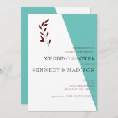 ティール（緑がかった色）モノグラム💍幾何モダンブライダルシャワー 招待状 (正面/裏面)