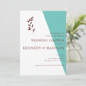 ティール（緑がかった色）モノグラム💍幾何モダンブライダルシャワー 招待状 (スタンド正面)