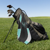 ティール(緑がかった色)モノグラム抽象芸術幾何学女性 ゴルフタオル (グリーン)