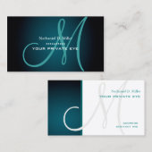 ティール（緑がかった色）モノグラム 名刺 (正面/裏面)
