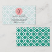 ティール（緑がかった色）モロッエレガントコンクローバープパーソナライズされたシ 名刺 (正面/裏面)