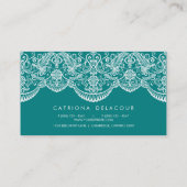 ティール(緑がかった色)モロッコレースパターン名刺 名刺 (裏面)